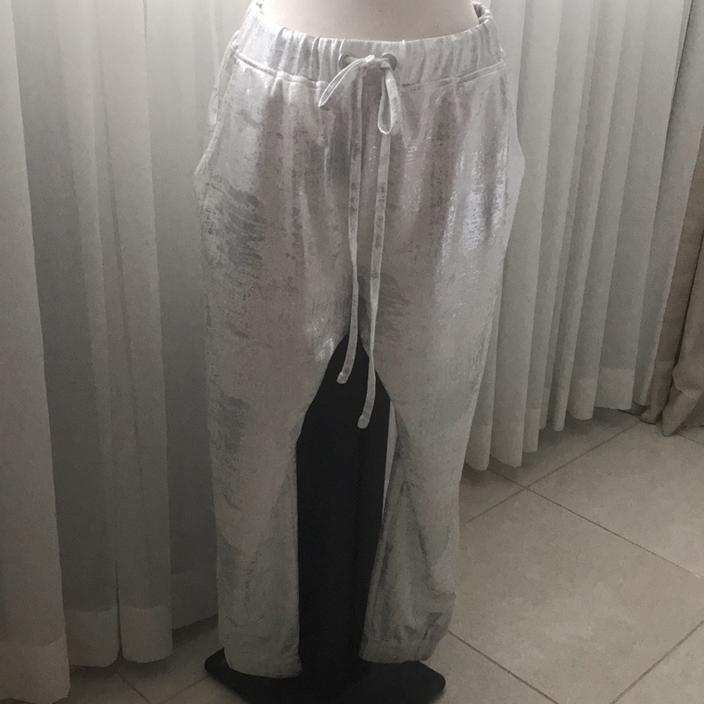 Silver White Joggers